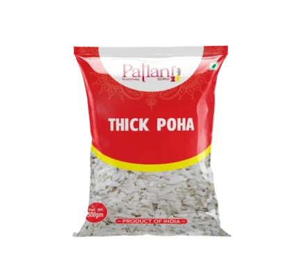 Premium thick poha flattened rice for breakfast and traditional recipes