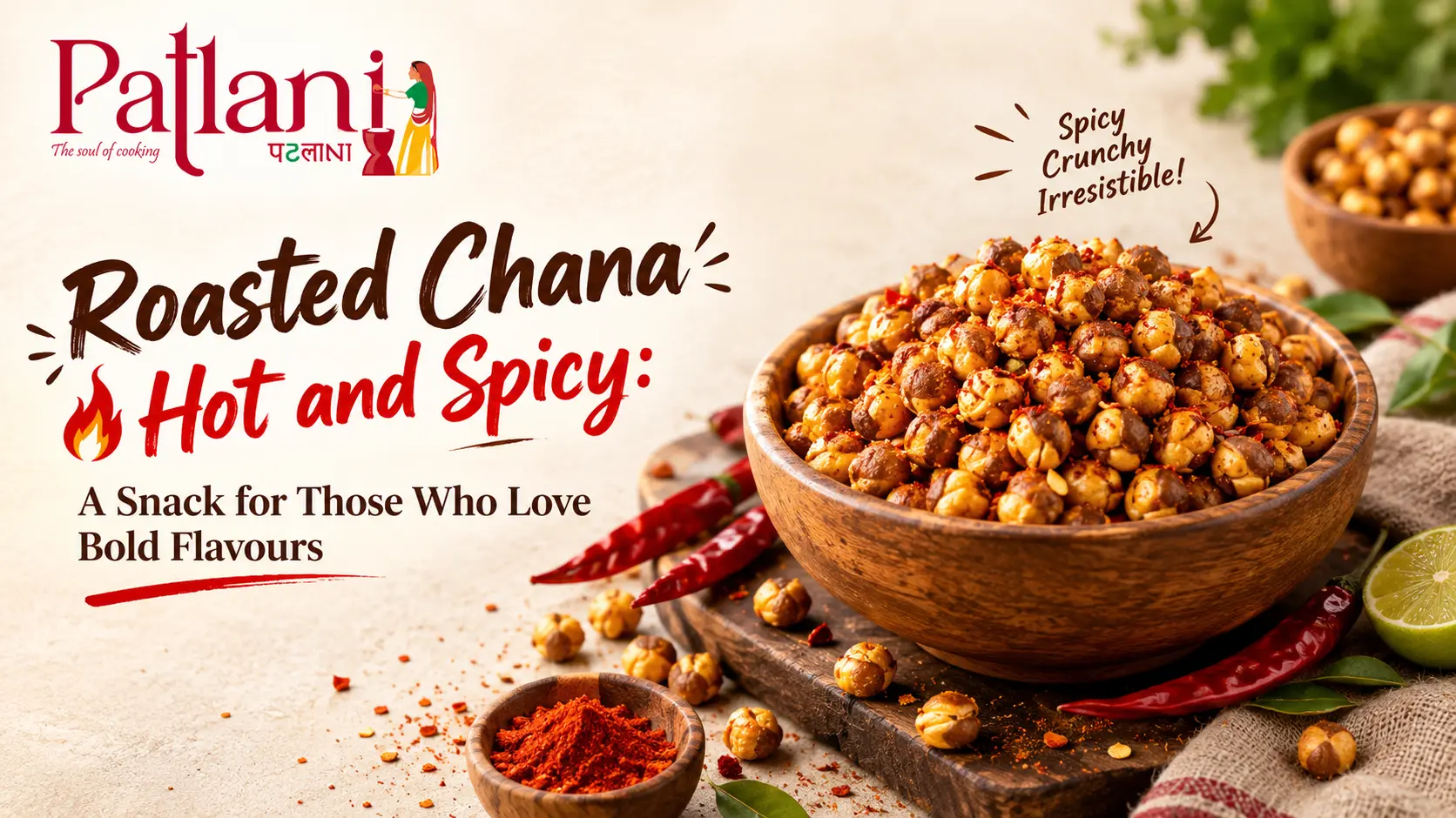 Roasted chana hot and spicy with crunchy chickpeas and bold Indian masala seasoning.